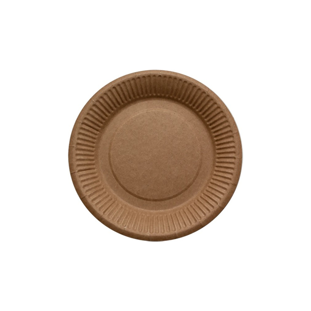 Тарелка бумажная одноразовая 180 мм, 100шт/упак, крафт