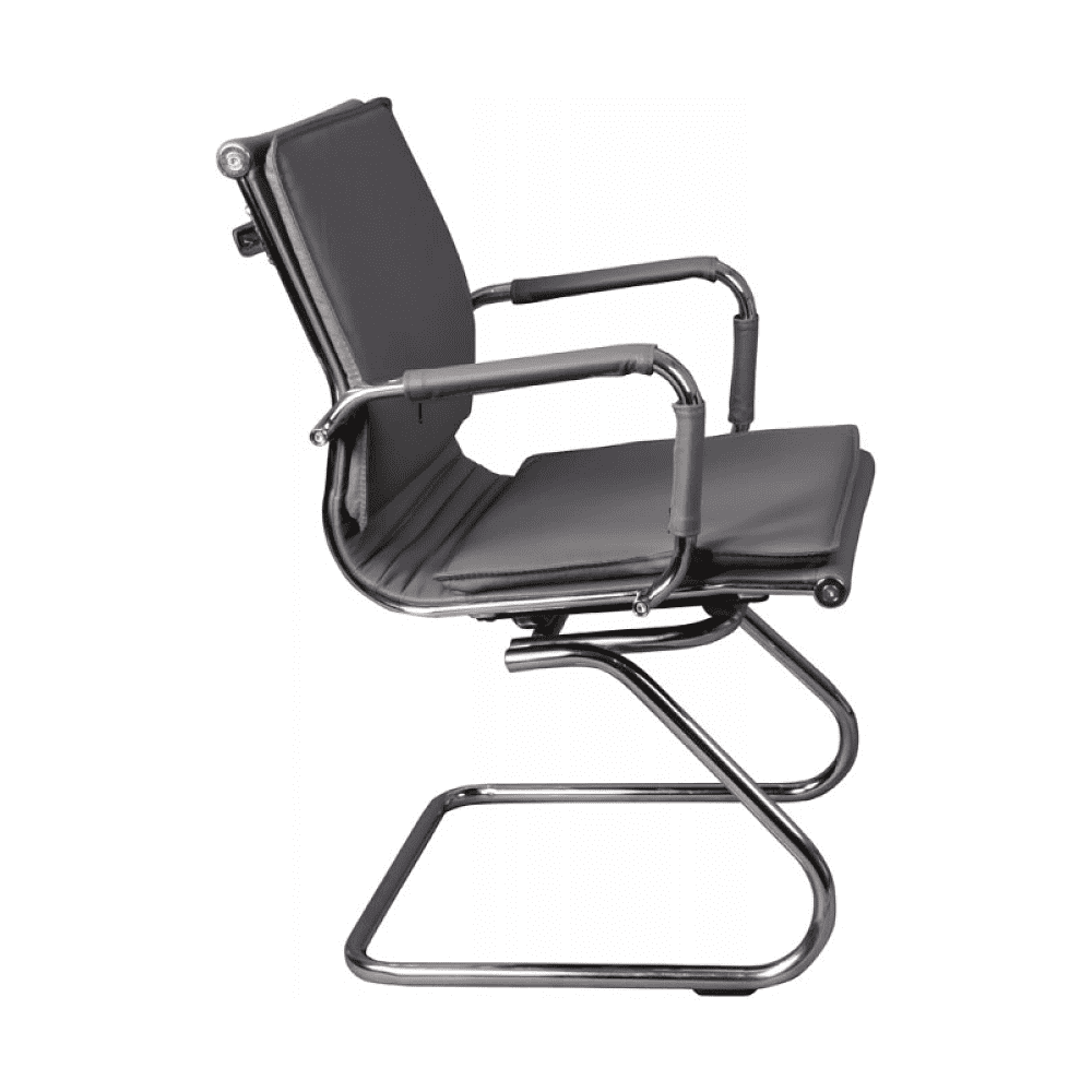 Кресло на полозьях "Бюрократ Ch-993-Low-V", экокожа, серый, металл хром - 3