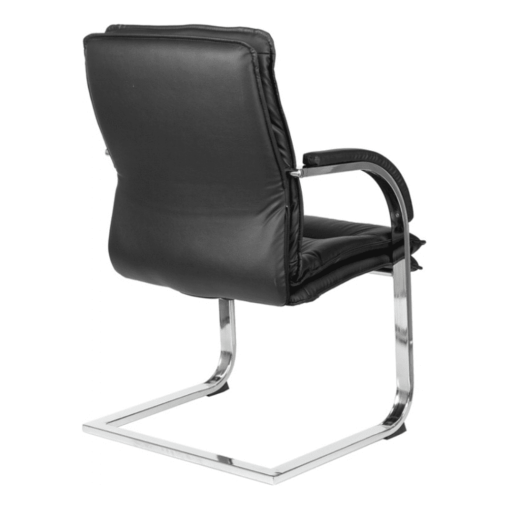 Кресло на полозьях "Бюрократ T-9927SL-LOW-V", натуральная кожа, черный, металл хром - 3