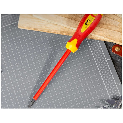 Отвертка диэлектрическая Deli YS EDL5151251, SL5,5х125 мм, желтый, красный - 4