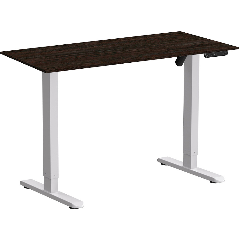 Стол с электроприводом WellDesk Basic 1300x675х18 белый/дуб термо черно-коричневый (9191460+9178193)