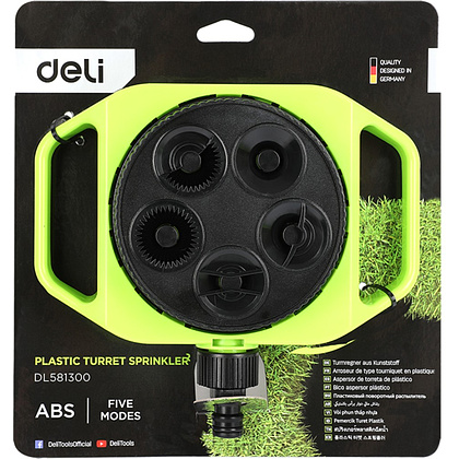 Дождеватель-разбрызгиватель Deli GS EDL581300, 3/4", 5 функций, круговой, ударопрочный пластик, черный, зеленый - 3