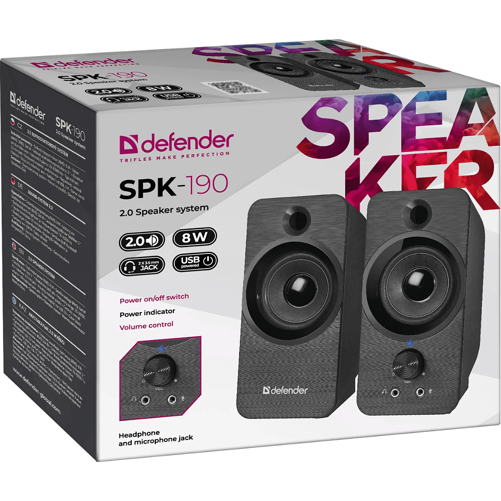Акустическая система Defender SPK-190, 8 Вт, USB, черный  - 4