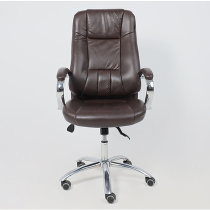 Кресло для руководителя "KING A" поворотное, хром, натуральная кожа, темно-коричневый - 7