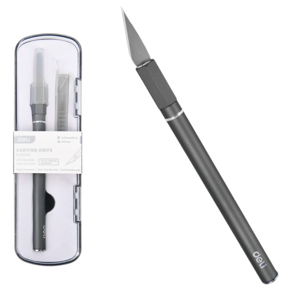 Нож-скальпель Deli YS EDL359201A, макетный, 146x9 мм, лезвия 10 шт. в комплекте