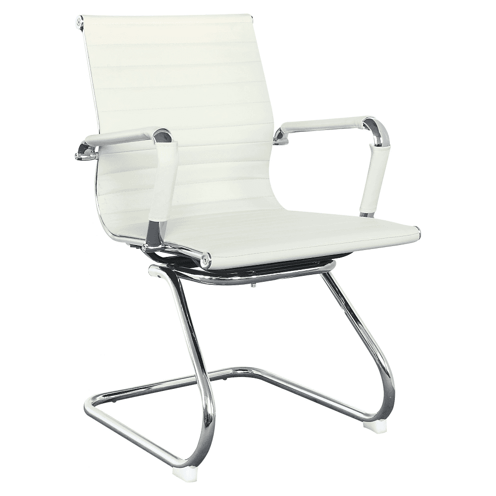 Кресло на полозьях "Бюрократ CH-883-LOW-V", экокожа, слоновая кость, металл хром