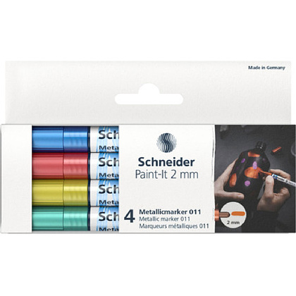Набор маркеров перманентных Schneider "Paint-It 011 Set 2", 4 шт, ассорти металлик - 2