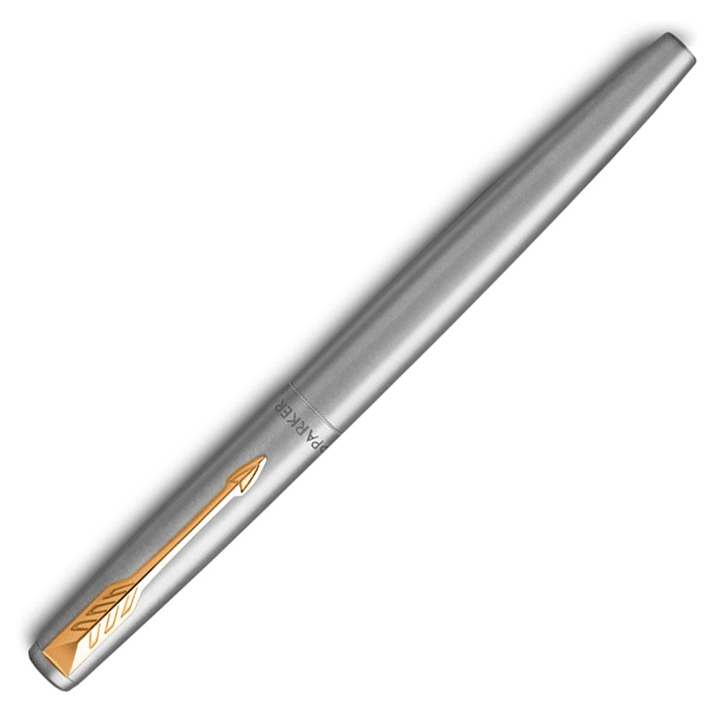 Ручка перьевая "Parker Jotter Stainless Steel CT", М, серебристый, золотистый, патрон синий, -30% - 2