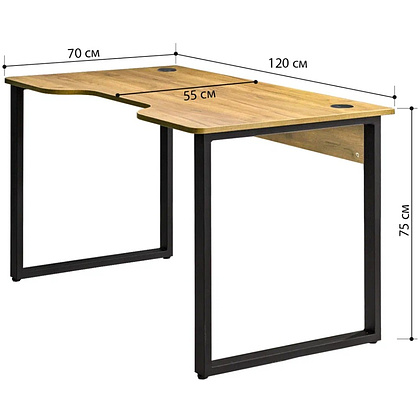 Стол компьютерный игровой Millwood Лофт Гонконг (ДТ-3), 1200x700 мм, дуб золотой крафт, черный - 3