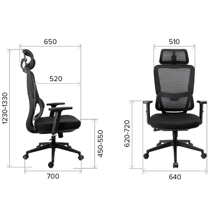 Кресло компьютерное EVERPROF Work, сетка, черный, пластик - 6