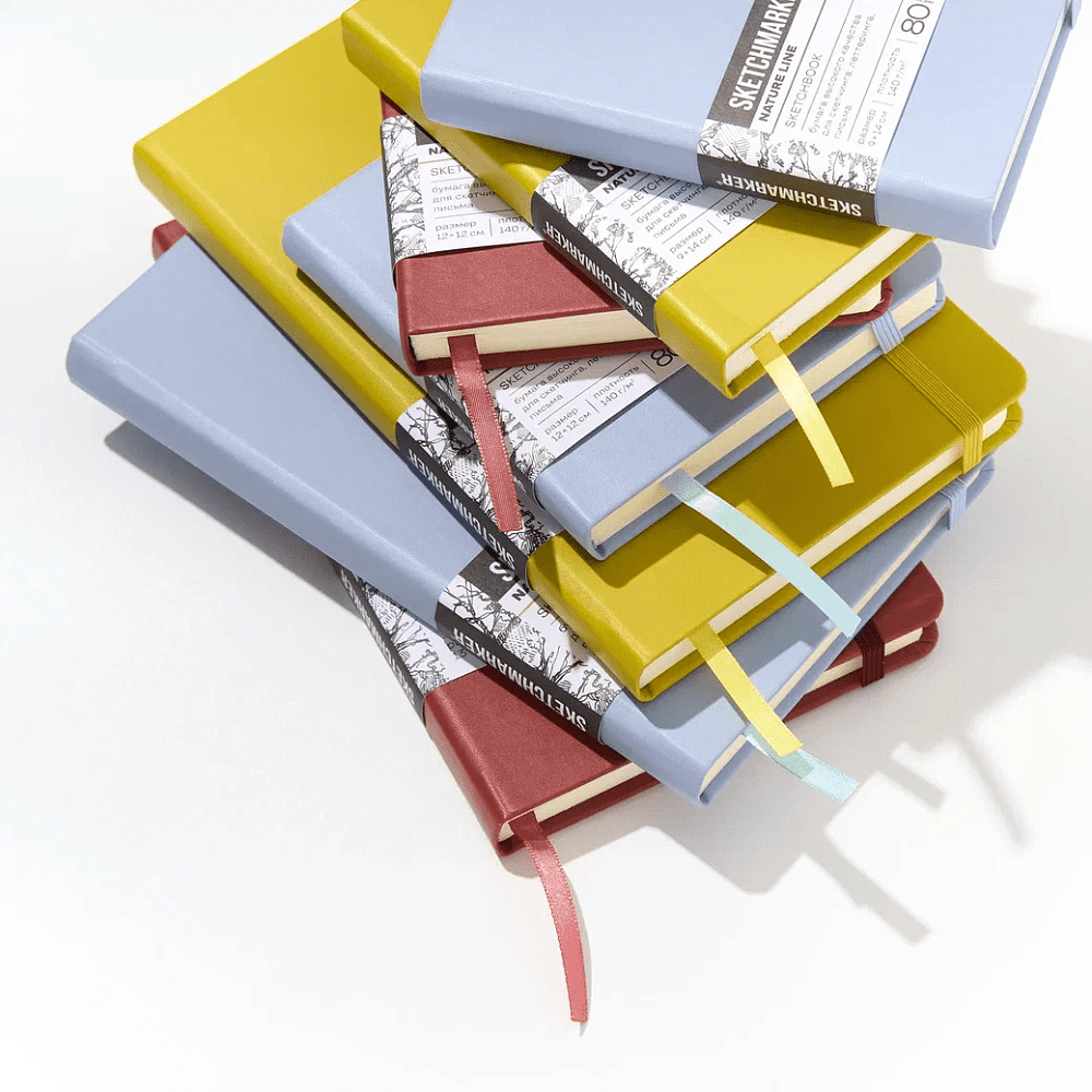 Скетчбук "Sketchmarker", 12х12 см, 140 г/м2, 80 листов, красный винтаж - 8