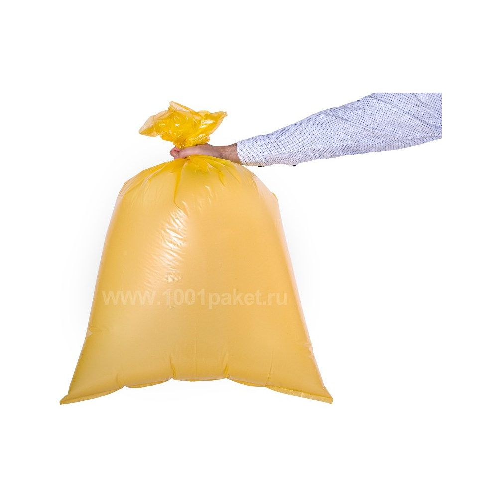 Мешки для мусора Ромашка Премиум, 120 л, ПВД, 35 мкм, 70х110 см, 10 шт/рулон, желтый - 2