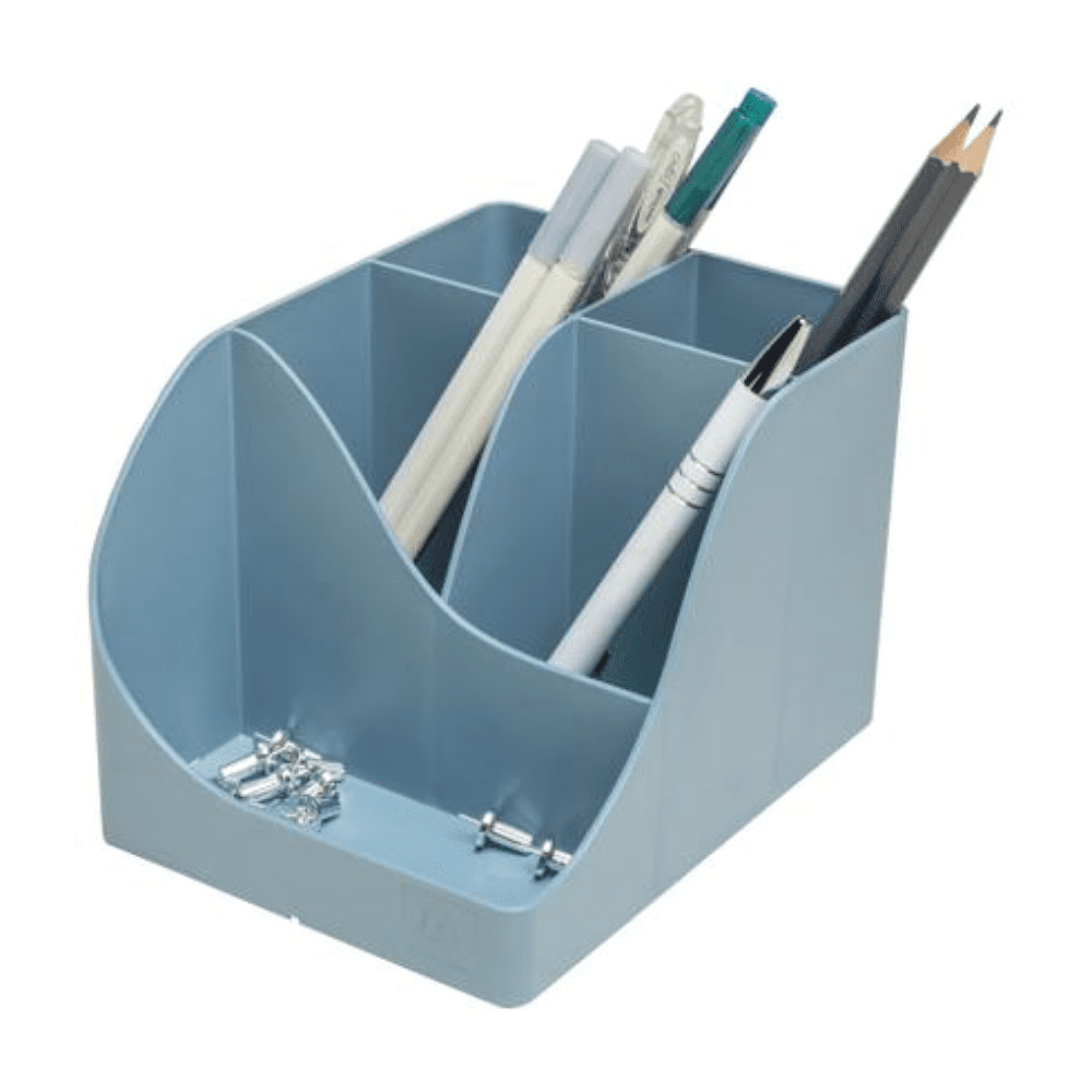 Подставка для ручек "Autentik", пластик, 5 делений, сине-серый