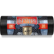 Мешки для мусора Ромашка Броня, 180 л, ПВД, 60 мкм, 90х110 см, 10 шт/рулон, черный