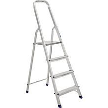 Лестница-стремянка Алюмет АМ704, алюминиевая матовая, 4 ступени