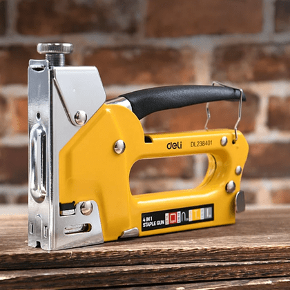 Степлер скобозабивной Deli EDL238401, 4-в-1 + скоба, желтый - 5