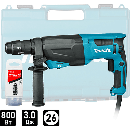 Перфоратор MAKITA HR2670FT, 800 Вт, 3.0 Дж, БЗП, SDS-plus