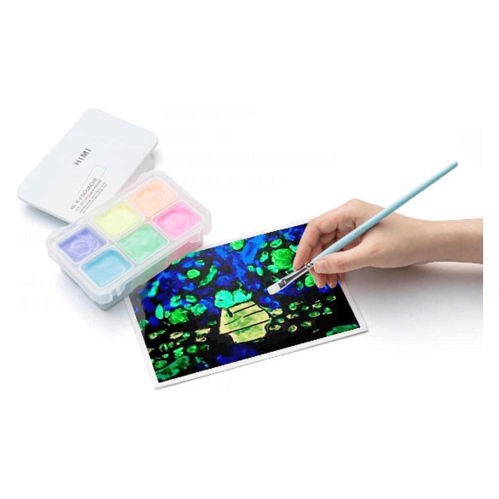 Краски гуашевые "Himi Jelly Cup.Glow in the dark", 6 цветов, кювета, пластиковый футляр - 3