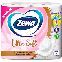 Бумага туалетная Zewa "Ultra Soft", 4 слоя, 4 рулона