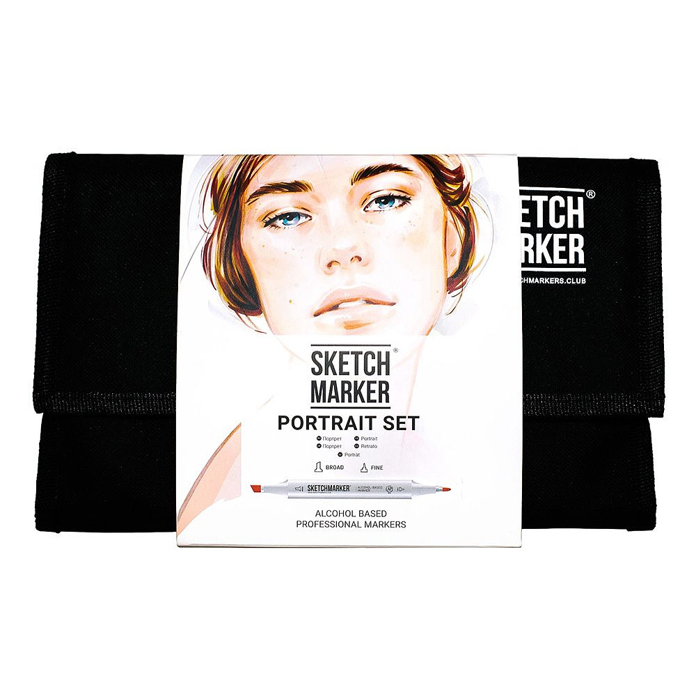 Набор маркеров перманентных двусторонних "Sketchmarker Portrait Set", 24 шт.