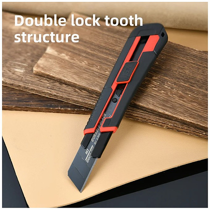 Нож строительный Deli RS EDL025G, 25 мм, универсальный, черный, красный - 5