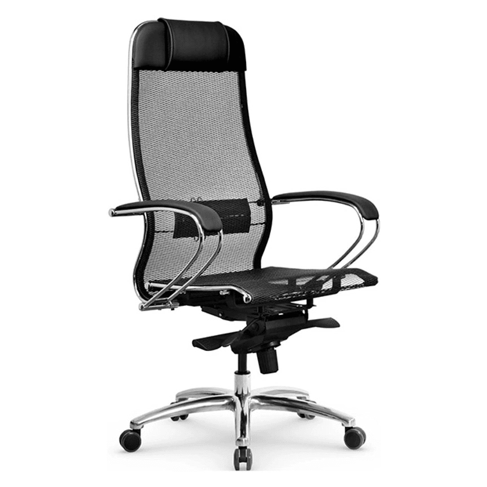 Кресло для руководителя "Metta Samurai S1 Black", ткань, сетка, металл, черный