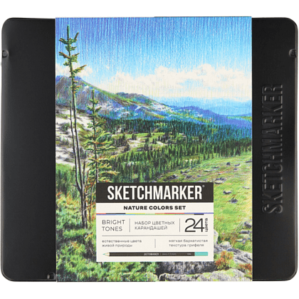 Набор карандашей цветных "Sketchmarker Природа", 24 цвета, в металлической коробке