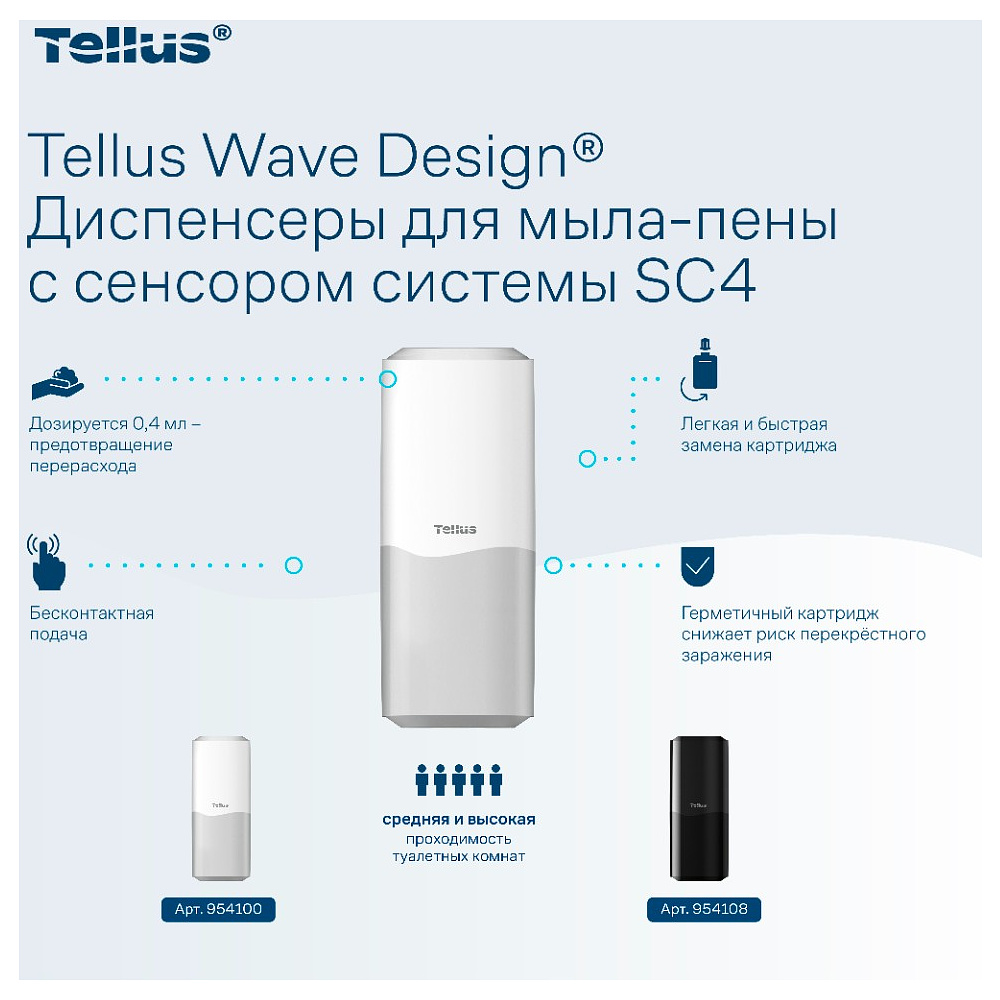 Мыло-пена Tellus Премиум, 1 л, ультрамягкое, SC4 - 6