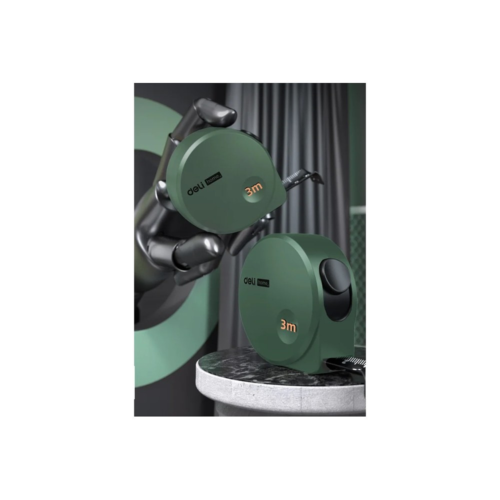 Рулетка Deli HS HT8316L, 3 м х 6 мм, Soft Touch, зеленый - 5