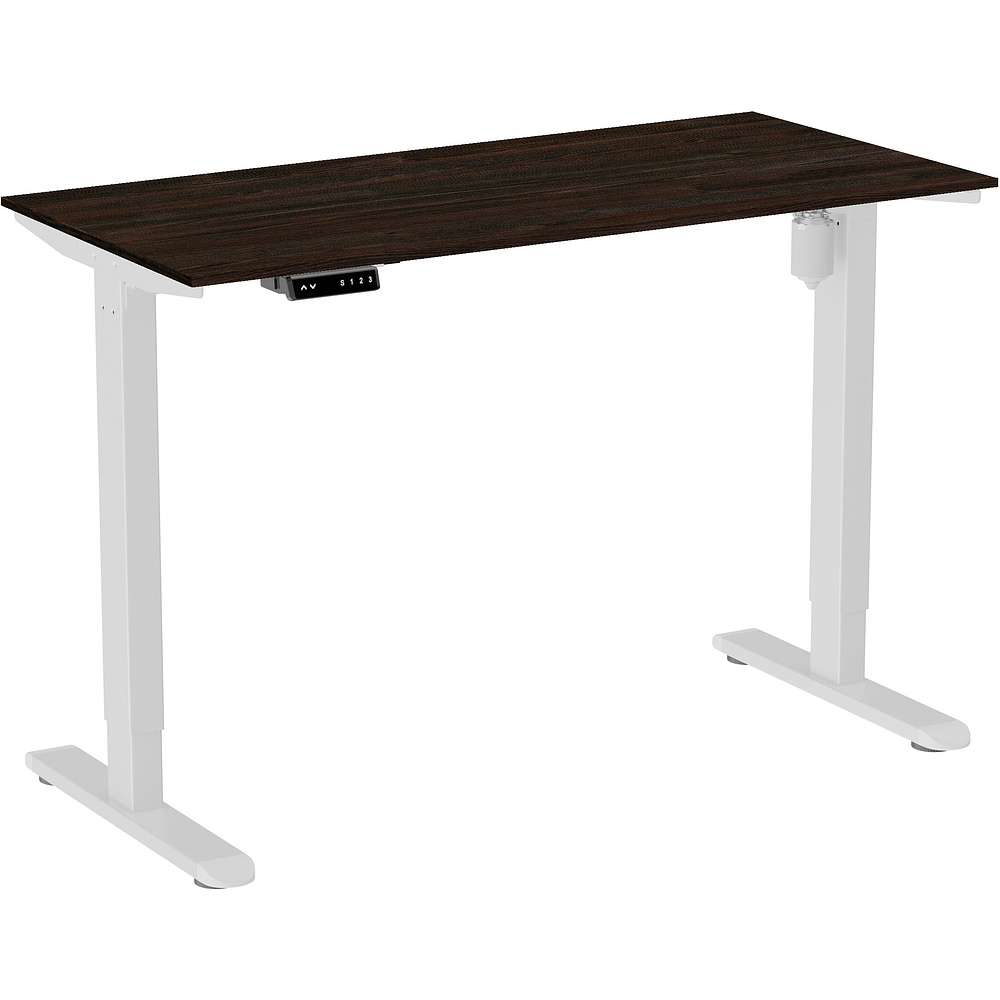 Стол с электроприводом WellDesk Light 1300x675х18 белый/дуб термо черно-коричневый (9116310+9178193)