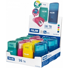 Точилка "Tri" с ластиком, 1 отверстие, с контейнером