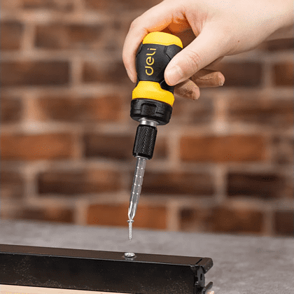 Двухсторонняя отвертка Deli YS EDL626010, с трещоткой, PH2+SL6 - 6