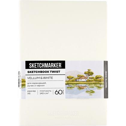 Скетчбук "Sketchmarker Vellum & White", А5, 120 листов, бумага молочная, белая