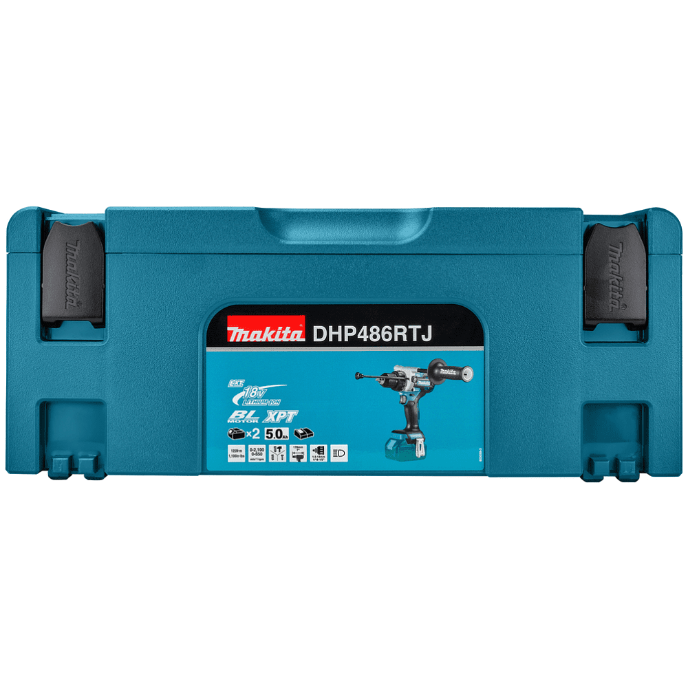 Дрель-шуруповерт аккумуляторная MAKITA DHP486RTJ, 18 В, 130 Нм, 5.0Ачx2, MakPac - 8