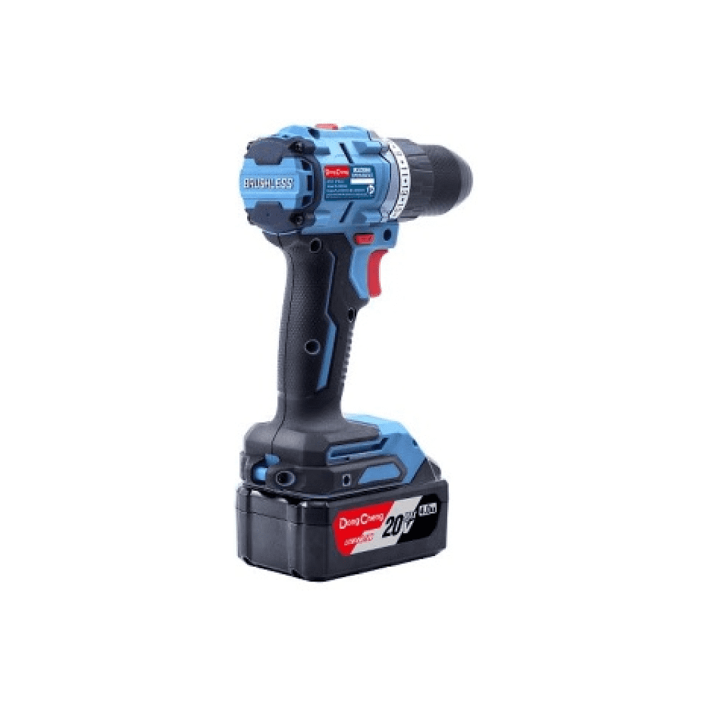Дрель-шуруповерт "DongCheng" аккумуляторная, ударная бесщеточная 20В, 500Вт, 60Нм, аккум. 2.0Ач*2, з/у 2А, тип AM - 3