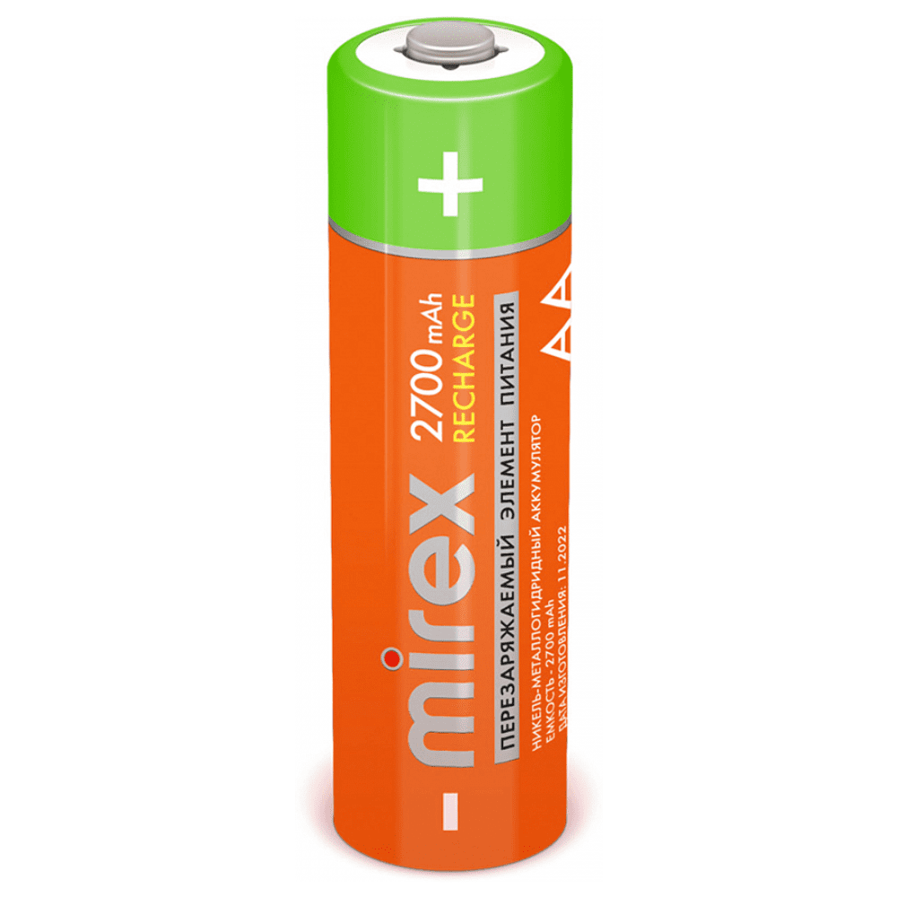 Аккумуляторные батарейки Mirex, Ni-Mh, AA/HR6/2700мА/ч, 4 шт - 2