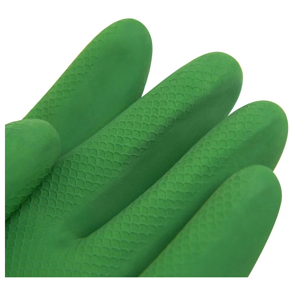 Перчатки латексные хозяйственные Zaubex БИКОЛОР, усиленные, р-р S, зеленый, желтый - 3