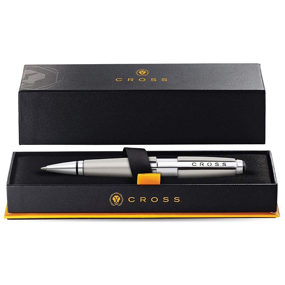 Ручка-роллер "Cross Edge", 0.7 мм, серый, серебристый, стерж. черный - 5