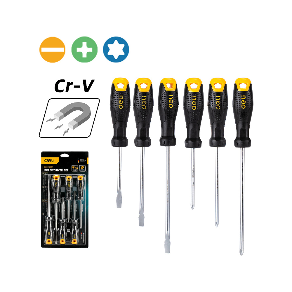 Набор отверток Deli "EDL620006", 6 шт, черный, желтый - 2