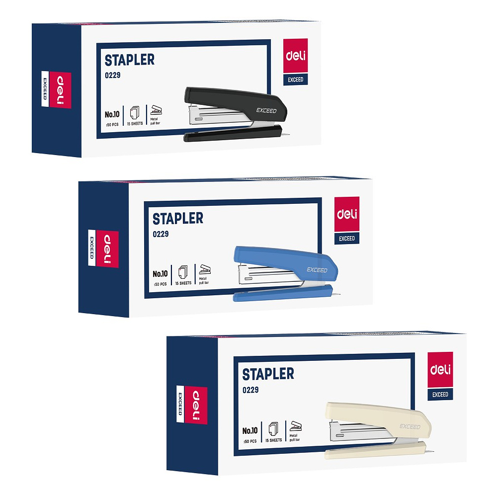 Скобосшиватель "Deli Exceed 0229", 15 листов, ассорти - 6
