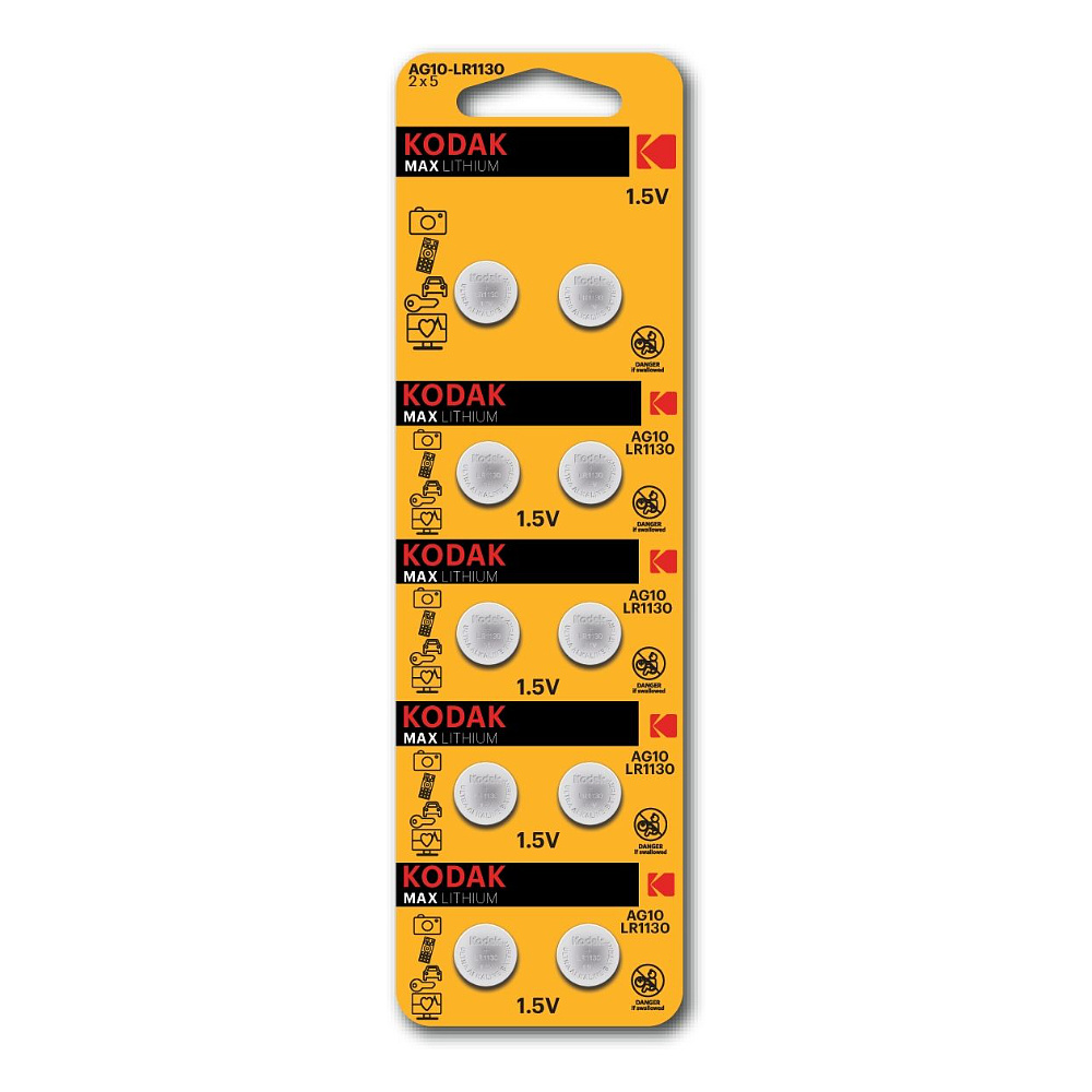 Батарейки часовые Kodak AG10 (389) LR1130, LR54/10BL