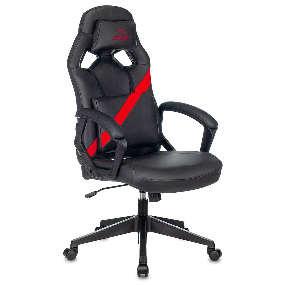 Кресло игровое "Zombie DRIVER", экокожа, пластик, черный, красный