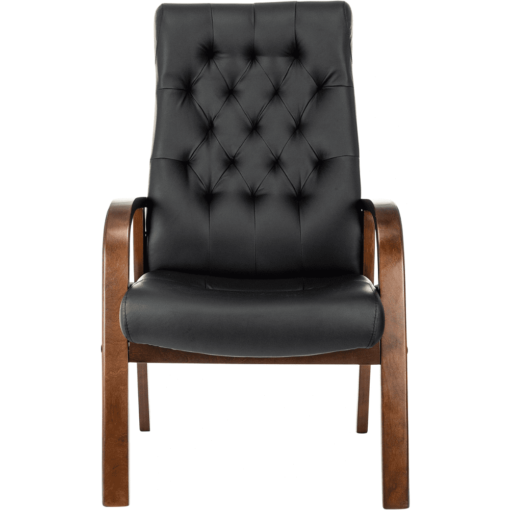 Кресло Бюрократ T-9928WALNUT-CF, натуральная кожа, черный, каркас дерево - 2