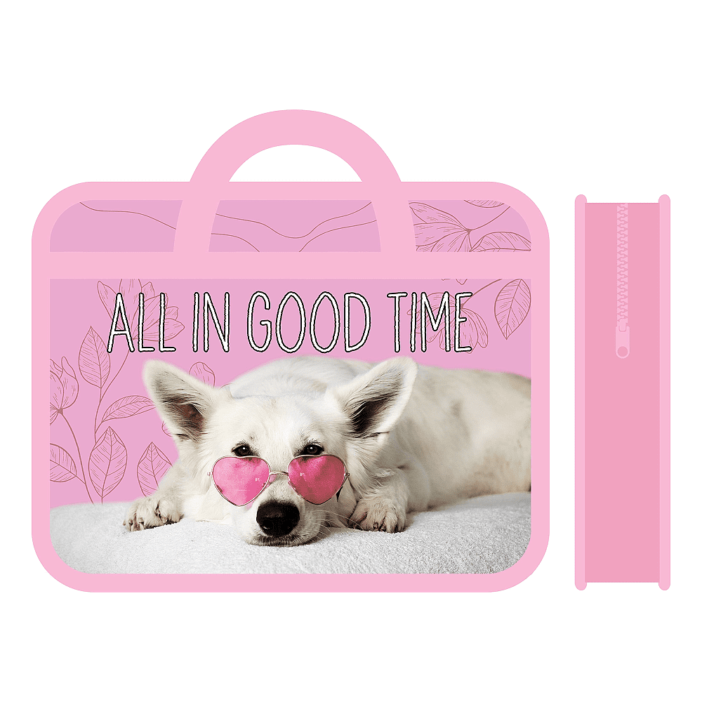 Папка для тетрадей "Щенок в розовых очках", А4, розовый