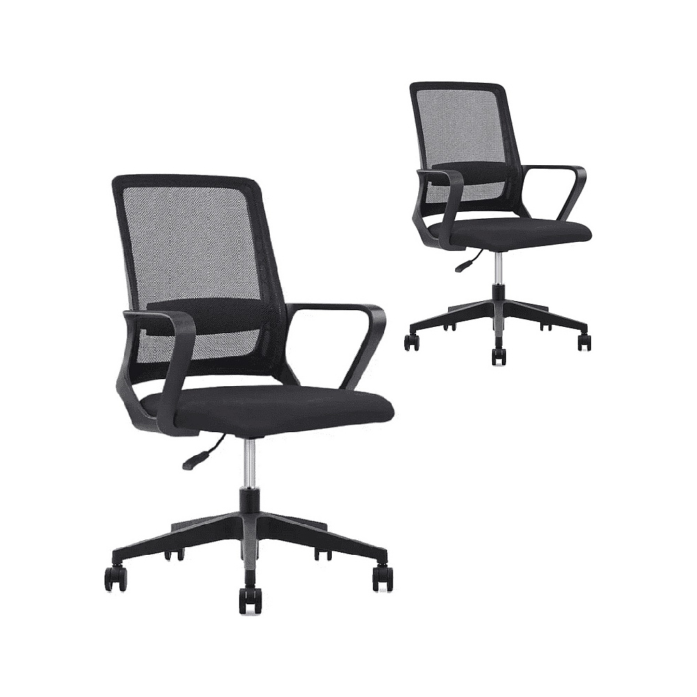 Кресло для персонала SitZone "U-0385 PL", ткань, пластик, черный, 2 шт/упак