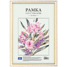 Фоторамка "OfficeSpace №9", 21х30 см, пластик, со стеклом, белый, золото