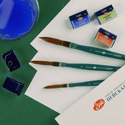 Кисть "Ладога", синтетика, круглая, на короткой ручке, №4 - 4