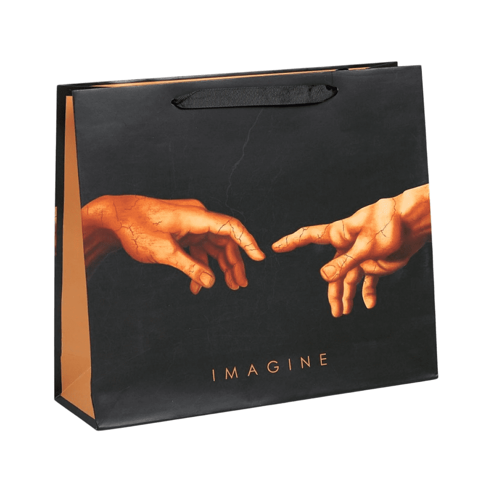 Пакет бумажный подарочный "Imagine", 23х18х10 см, черный