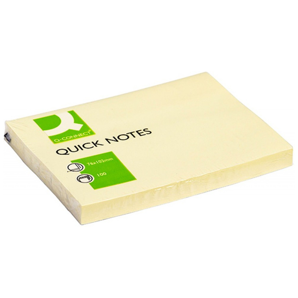 Бумага для заметок "Q-Connect", 102x76 мм, 100 листов, светло-желтый