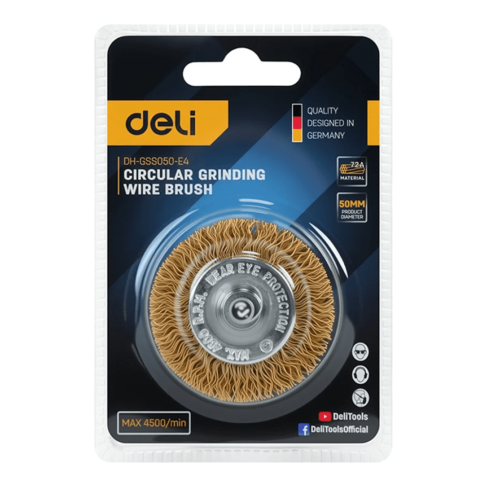 Щетка для дрели Deli YS EDH-GSS075-E3, плоская, проволочная - 6